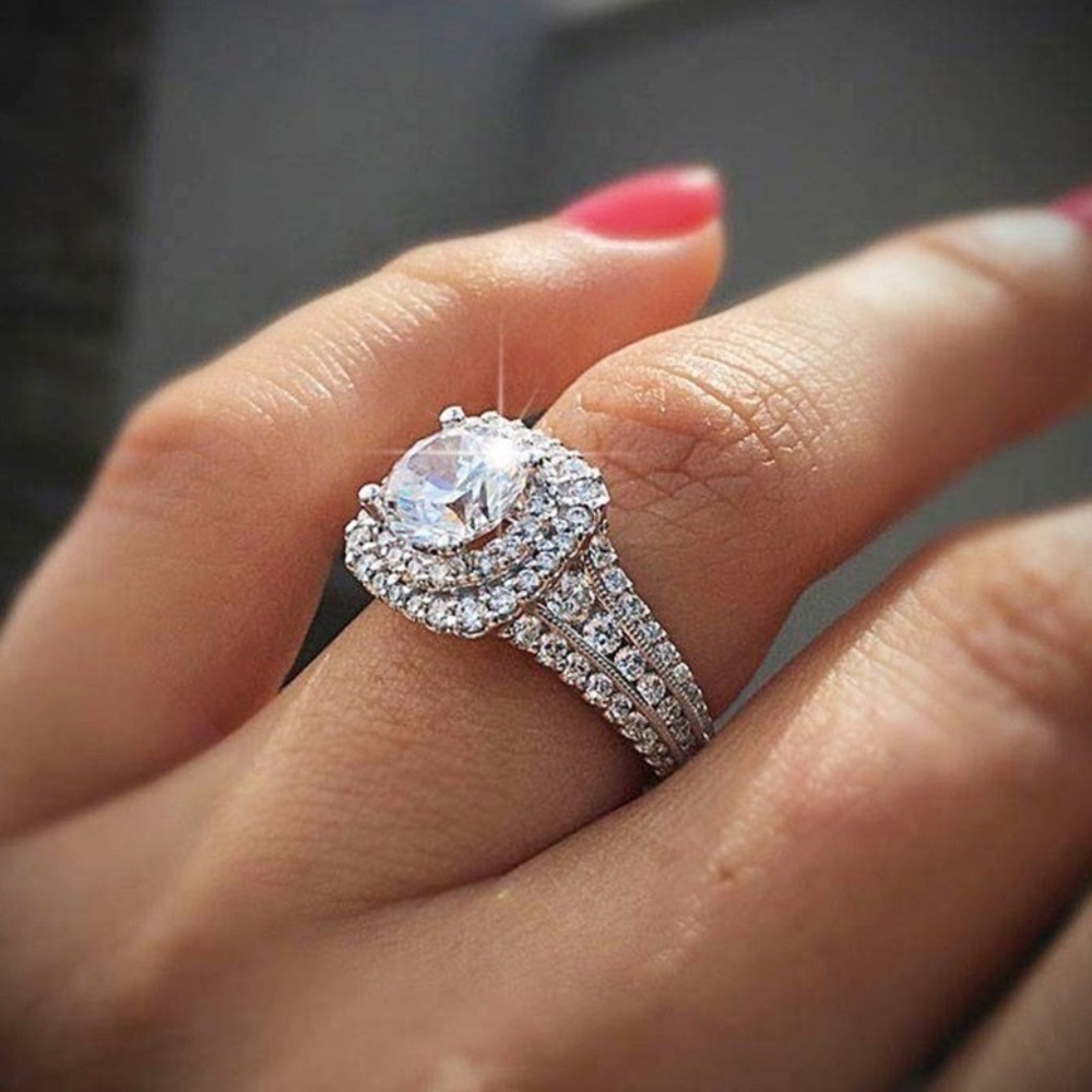 *ARIADNE* Silver x Zircon Decor Fashion Ring Size 9